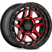 Roues KMC KM540 Recon Noir Brillant Mach avec Teinte Rouge - 17x9 — Roues et jantes