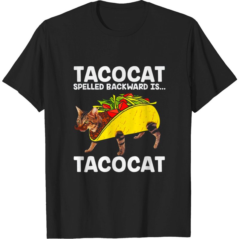 Taco & Cat Tacocat Spelled Backward Is Tacocat Men's T-Shirt — Mens T Shirts