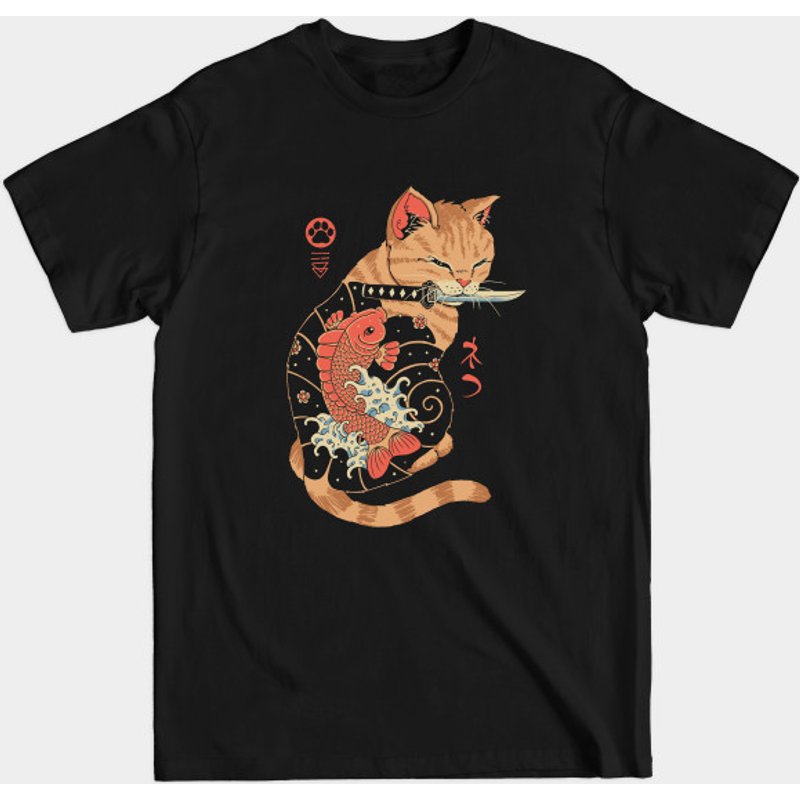 T-shirt pour hommes Carp Chat Tatoué en noir — T-shirts pour hommes