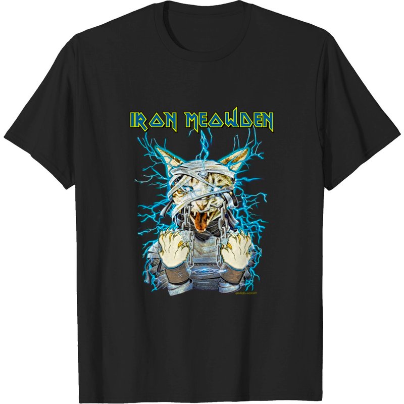 Iron Meowden Cat T-Shirt for Men in Black — Mens T Shirts