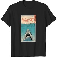 T-shirt pour hommes Shark Ukiyo-e en noir