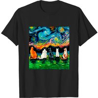 Starry Cats Men's Cat T-Shirt in Black