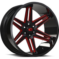 Roues Vision Off Road 363 Razor Noir Rouge Moulé Brillant 20x10 — Roues et jantes