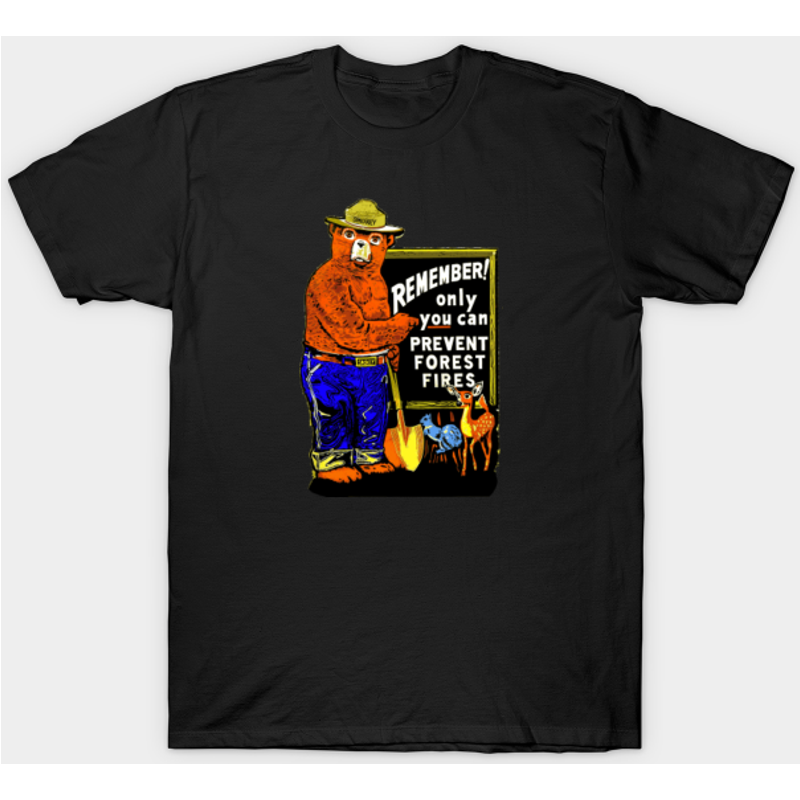 T-shirt noir Smokey Bear 1 pour hommes — T-shirts pour hommes
