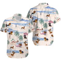 Chemise hawaïenne d'été Dachshund Beach pour unisexe — Chemises décontractées pour hommes