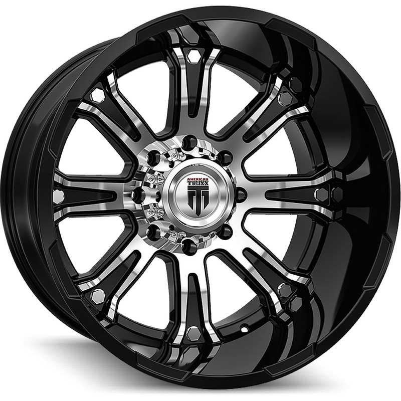 American Truxx AT154 Bomb Gloss Black Machined Wheels - 20x12 -6x135 — Wheels & Rims