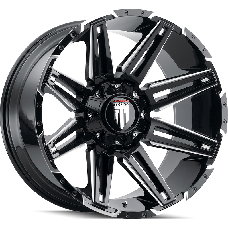 American Truxx AT1903 Boom Gloss Black Milled Wheels - 22x12 -5x127 — Wheels & Rims