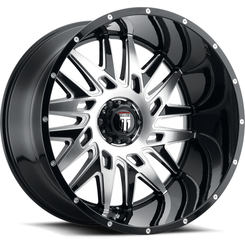 Roues American Truxx AT184 DNA Noir Brillant Usiné - 22x12 — Roues et jantes