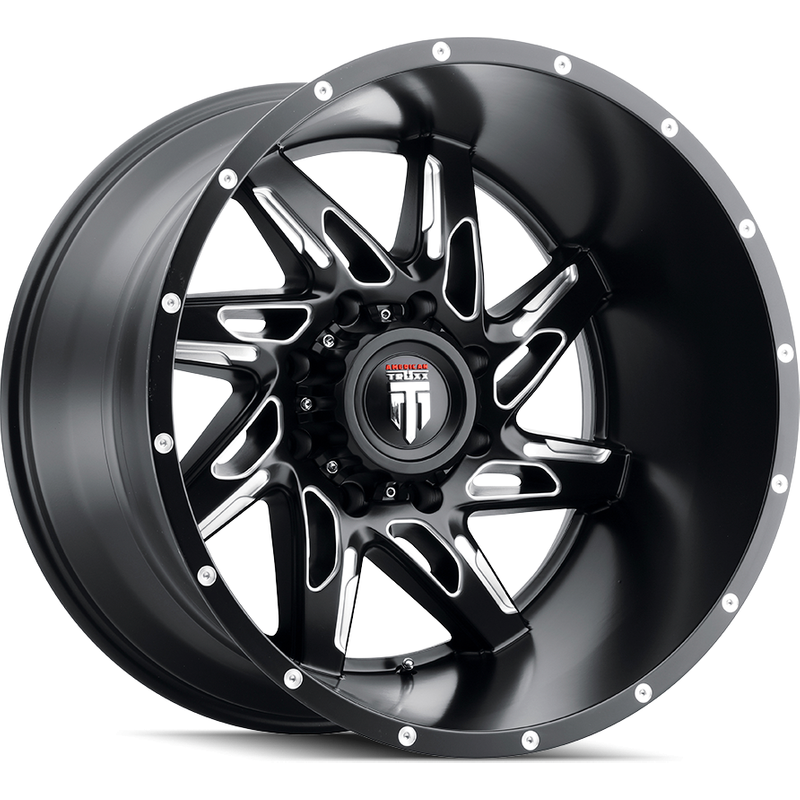 American Truxx AT183 Spyder Black Milled 20x10 Rims -24 Offset — Wheels & Rims