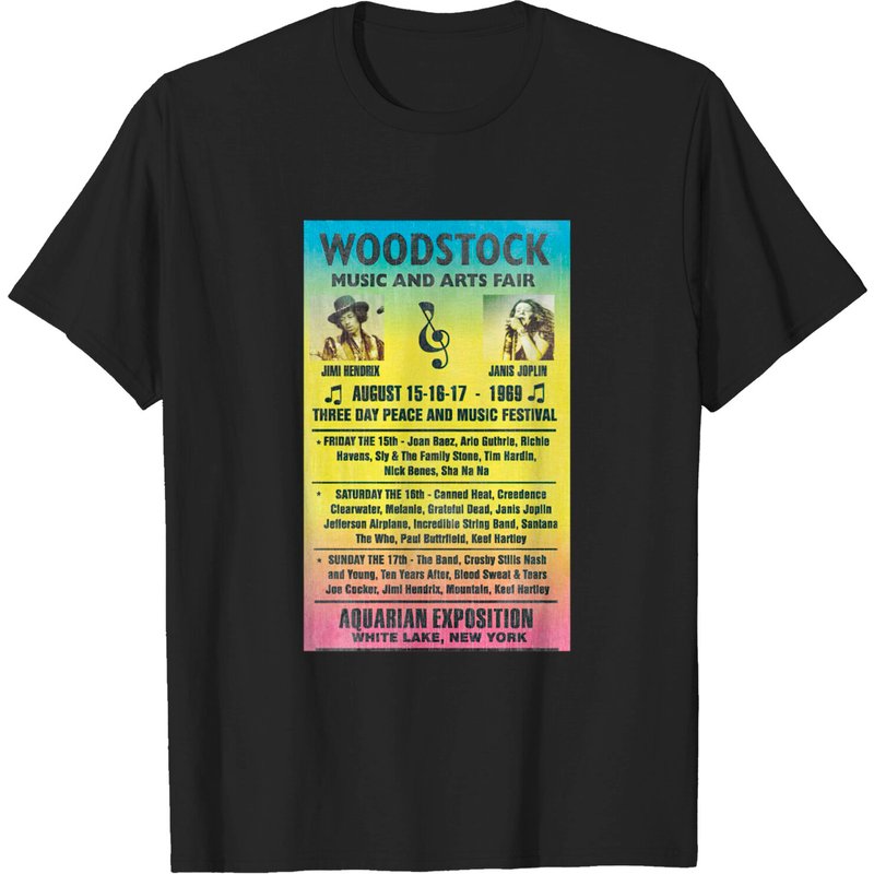 T-shirt pour hommes Woodstock 1969 Rainbow Poster — T-shirts pour hommes