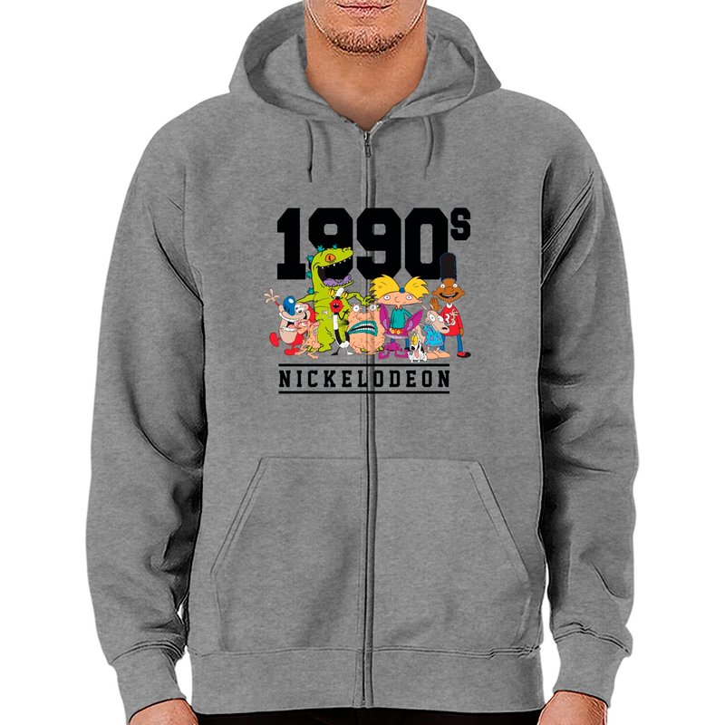 Hoodie zippé Cartoon Nickelodeon 1990s Classique — Sweats à capuche pour hommes