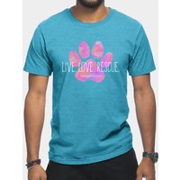 T-shirt pour hommes Live Love Rescue avec empreinte de patte rose