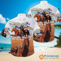 Chemise hawaïenne 3D de course de chevaux Kentucky Derby — Chemises décontractées pour hommes