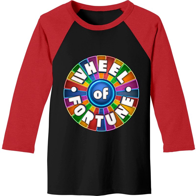 T-shirt de Baseball Logo Wheel Of Fortune pour Hommes Noir/Rouge — T-shirts pour hommes