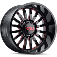Cali Off Road 9110 Summit Gloss Black Red Milled Wheels - 20x10