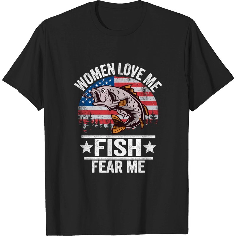 Women Love Me Fish Fear Me Vintage Bass Fishing T-Shirt for Men — Mens T Shirts