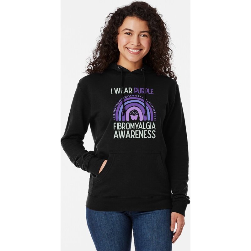 I Wear Purple For Fibromyalgia Awareness Pullover Hoodie — Mens Hoodies