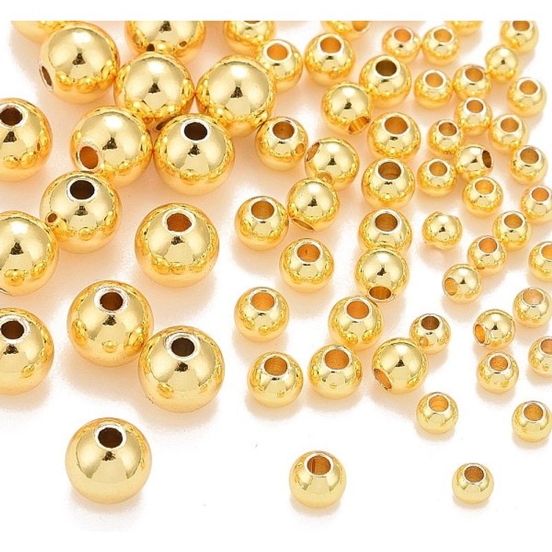 PandaHall Perles Espaceuses Plaquées Or, 180pcs en 3 Tailles pour Fabrication de Bijoux — Perles à bijoux