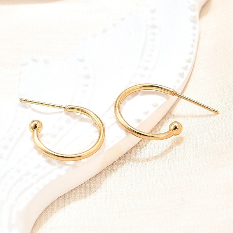 304 Stainless Steel C-shaped Hoop Circle Ball Stud Earrings — Costume Jewelry