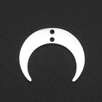 201 Stainless Steel 2-Loop Link Pendants, Laser Cut, Crescent — Jewelry Findings