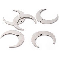 Non-Tarnish 201 Stainless Steel 2-Loop Link Pendants - Crescent