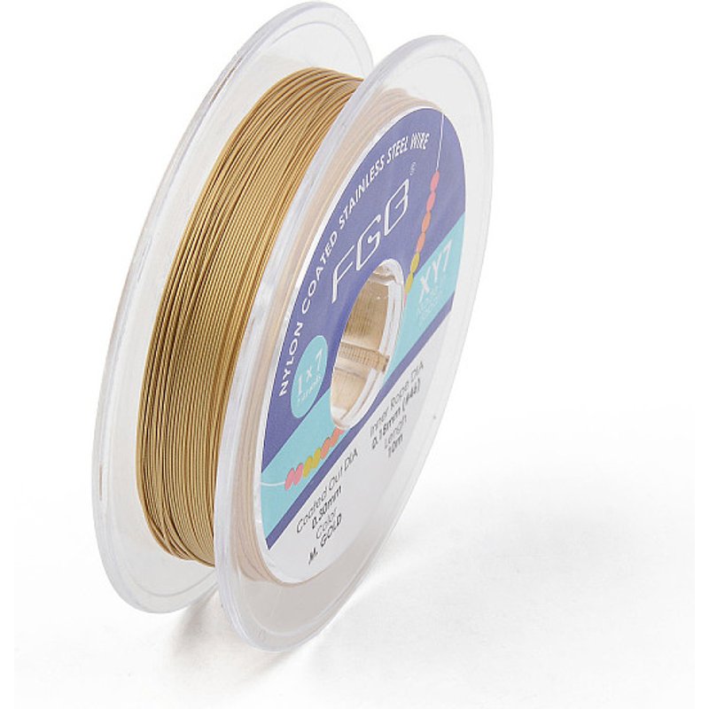 Tiger Tail Beading Wire, 7-Strand Nylon Coated Stainless Steel, Gold — Chains, Wire & Cord