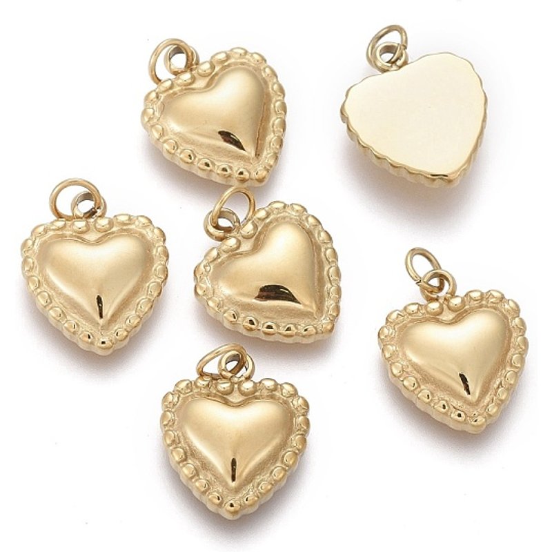 Charm en Acier Inoxydable 304 en Forme de Cœur avec Anneau de Saut — Breloques et pendentifs