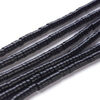 Fils de Perles Heishi en Onyx Noir Teint Naturel, 4-4.5mm, 15.43 pouces — Perles à bijoux