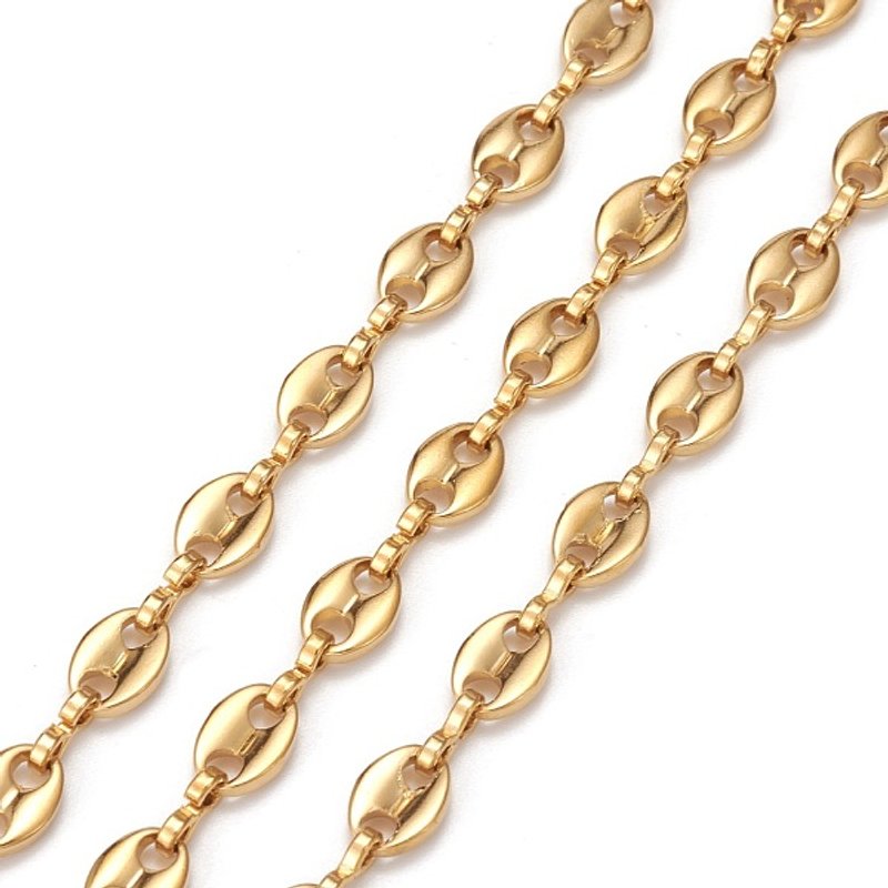 Ion Plating 304 Stainless Steel Coffee Bean Chains with Spool — Chains, Wire & Cord