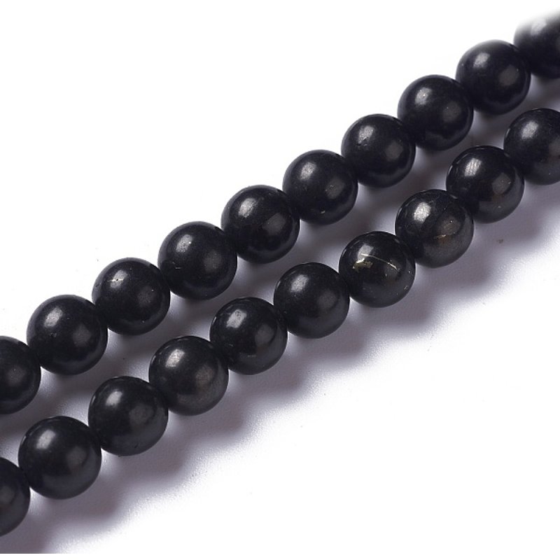 Fils de Perles de Shungite Naturel, Ronde, 8mm, Trou de 1mm — Perles à bijoux