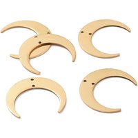 201 Stainless Steel 2-Loop Link Pendants, Golden Crescent