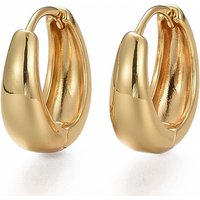 Brass Huggie Hoop Earrings, 18K Gold Plated, 17x6mm — Hoop Earrings