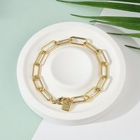 Brass Paperclip Chain Bracelet with Lobster Claw Clasp, 18K Gold Plated — Bracelet Women
