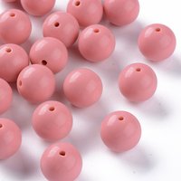 Opaque Round Acrylic Beads, Salmon, 20x19mm, 111pcs/500g — Jewelry Beads
