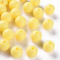 Perles Acryliques Opaques Jaunes Rondes, 12x11mm, 566pcs/500g — Perles à bijoux