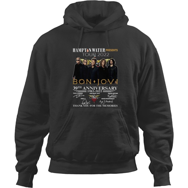 Hoodies Bon Jovi 2022 Tour pour unisexe en noir — Sweats à capuche pour hommes