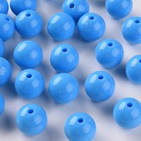 Opaque Round Acrylic Beads, Deep Sky Blue, 16x15mm, 220pcs — Jewelry Beads