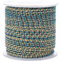 4-Ply Polycotton Cord with Gold Wire for Macrame Crafts, Blue