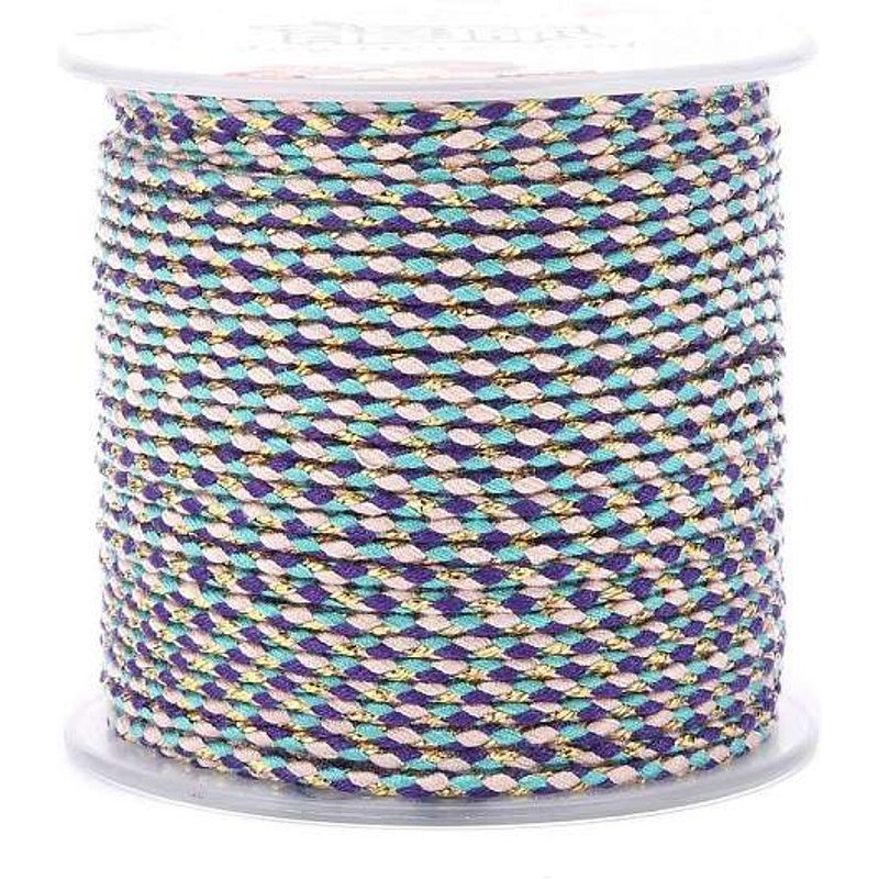 4-Ply Polycotton Cord with Gold Wire for Macrame Crafts