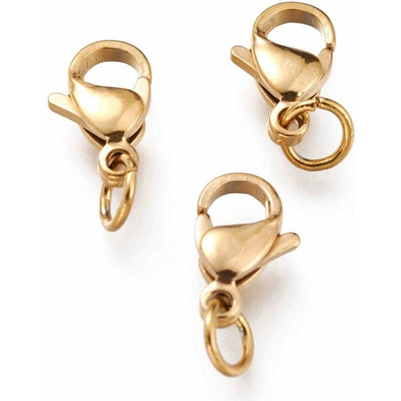 Ion Plating 304 Stainless Steel Lobster Claw Clasps with Jump Ring — Jewelry Findings