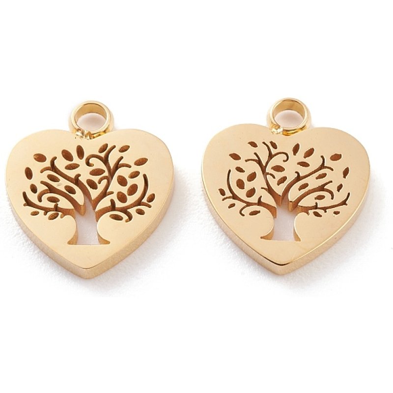 Charm en Acier Inoxydable 304 avec Plaquage Ionique et Arbre de Vie — Breloques et pendentifs