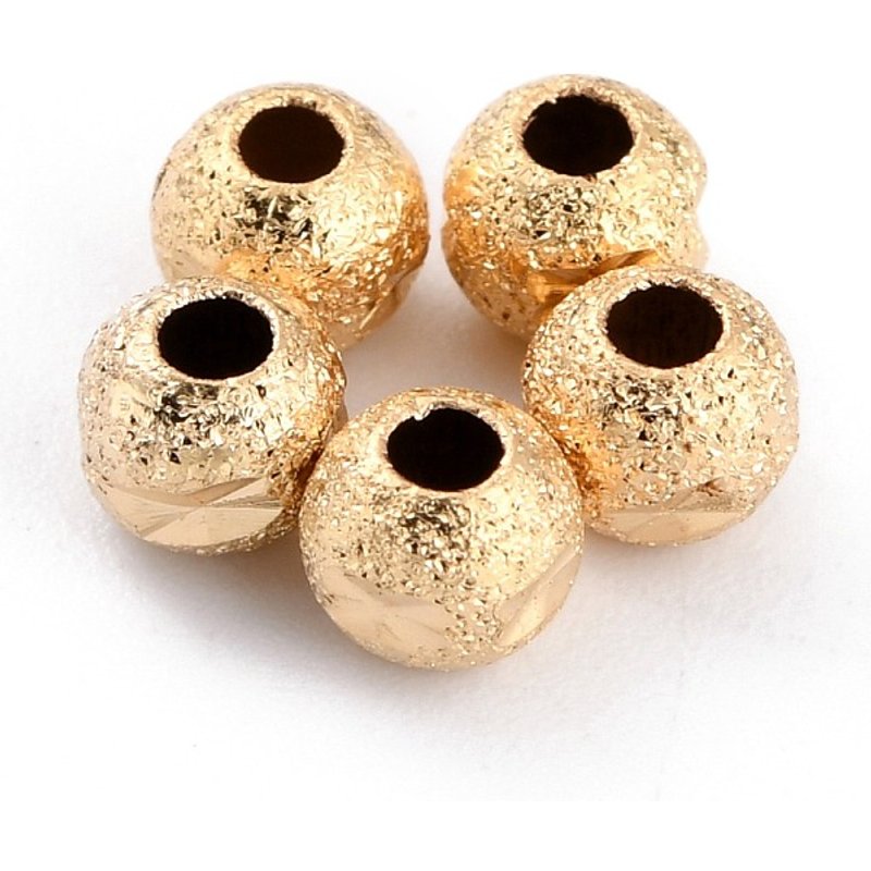 Perles de séparation en laiton, rondes, plaquées or 24K, 4x3.5mm — Perles à bijoux