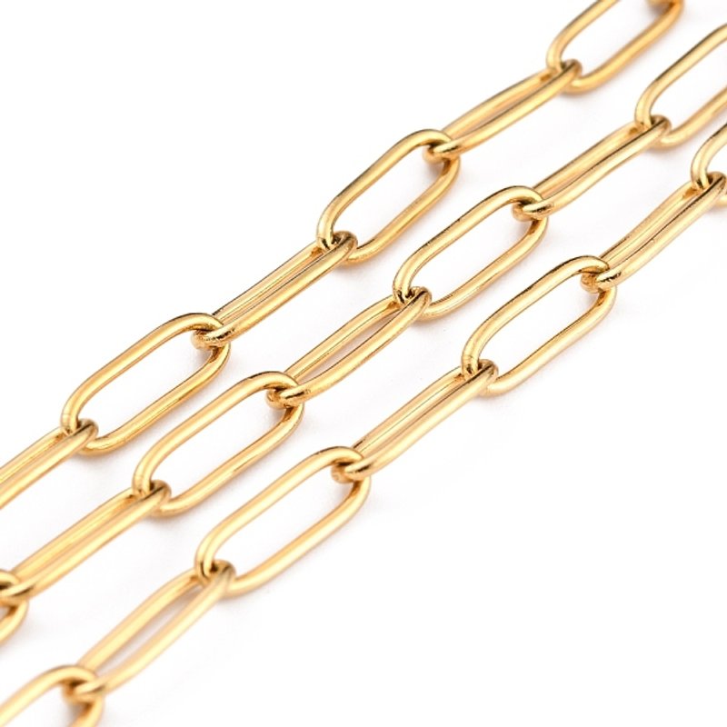 Ion Plating 304 Stainless Steel Paperclip Chains, Golden, 32.8 Feet