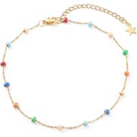 Stainless Steel Satellite Chain Anklet with Colorful Enamel