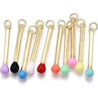 Pendants en Émail en Laiton avec Anneau de Saut, Plaqué Or 16K, Couleurs Mixtes