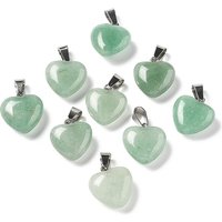 Pendants en aventurine verte naturelle en forme de cœur avec boucles en laiton platine — Breloques et pendentifs