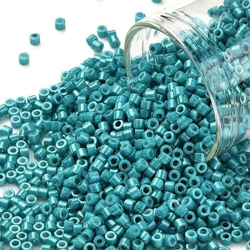 Perles Cylindriques, Lustre Opaque, Cyan Foncé, 2x1.5mm — Perles à bijoux