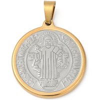Saint Benedict Medal Flat Round Pendant in Stainless Steel