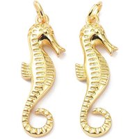 Pendentif en laiton écologique en forme de hippocampe avec anneau, plaqué or 18K — Breloques et pendentifs