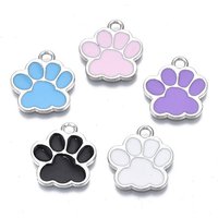 Alloy Enamel Dog Paw Print Pendants, Mixed Colors, Cadmium & Lead Free